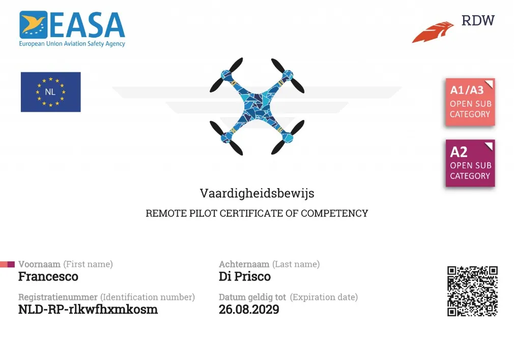 Attestato EASA A1 A2 A3