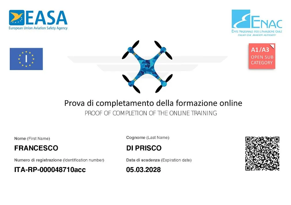 Attestato pilota remoto